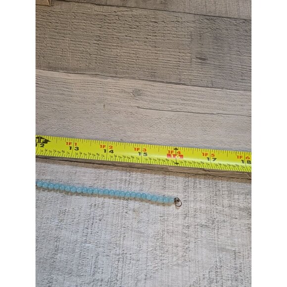 Handmade Blue Beaded Necklace With Crystal Drop Pendant & Lobster Clasp Closure - Picture 6 of 6